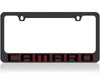 Camaro License Plate Frame - Black with Red Outlined Logo