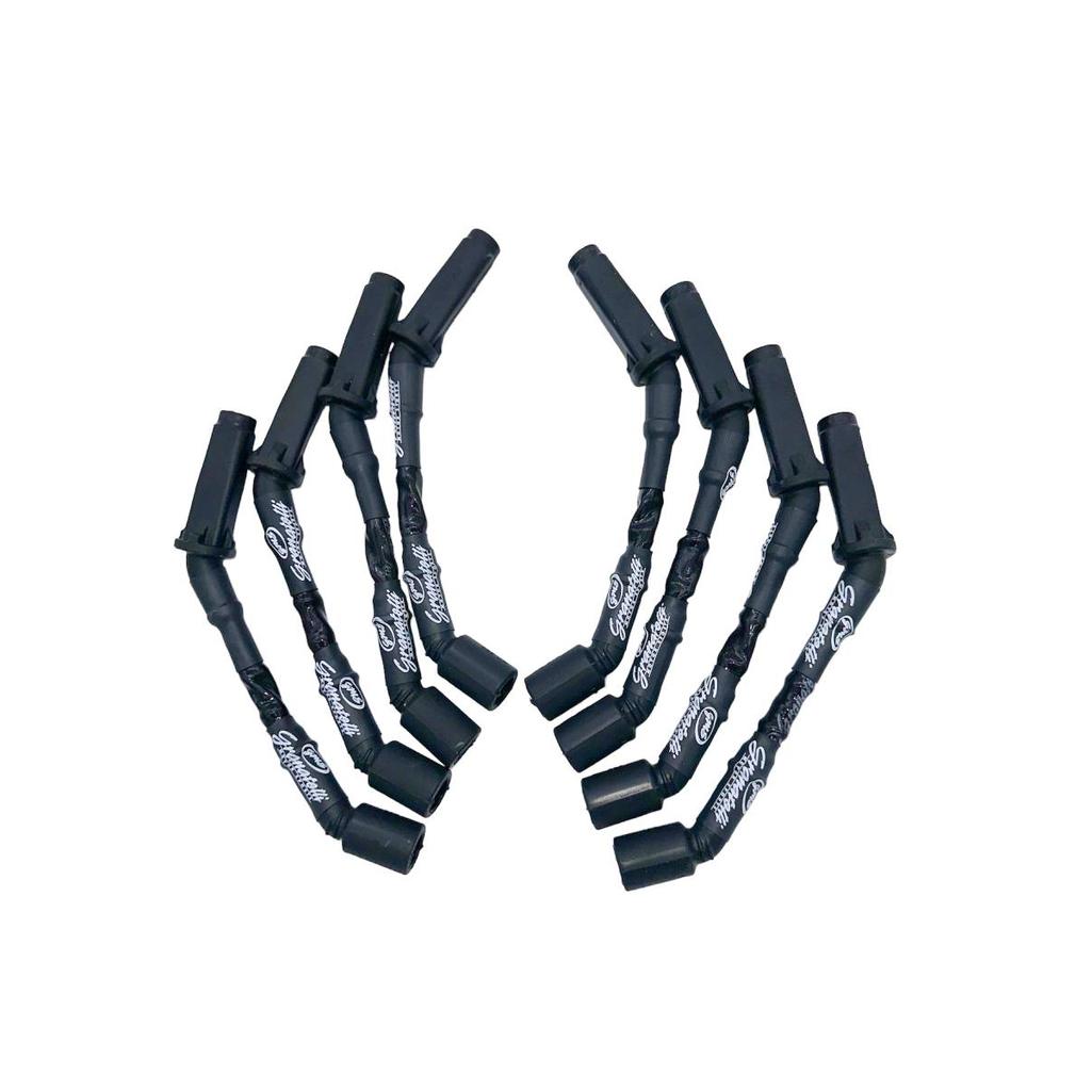 8-inch 0-Ohm black spark plug wires deliver compact coil-to-plug