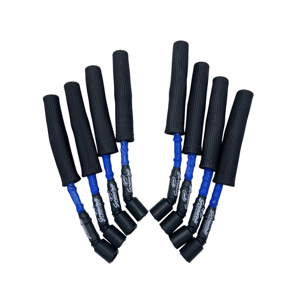 0-Ohm Blue High-Temp Spark Plug Wires Black Kevlar Boots