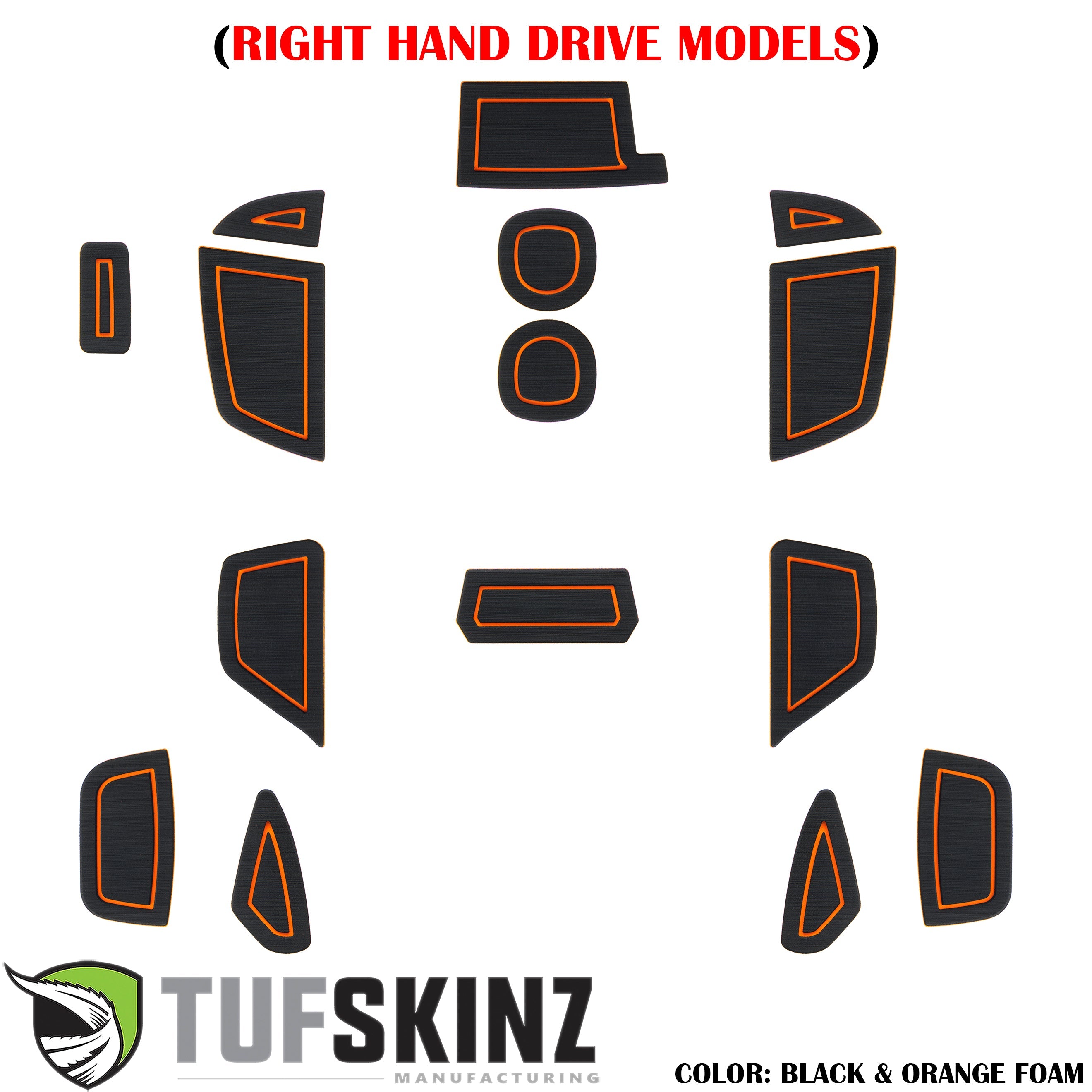 (RHD)Interior Foam Inserts Fits 2016-2018 Ford Focus Black/Orange