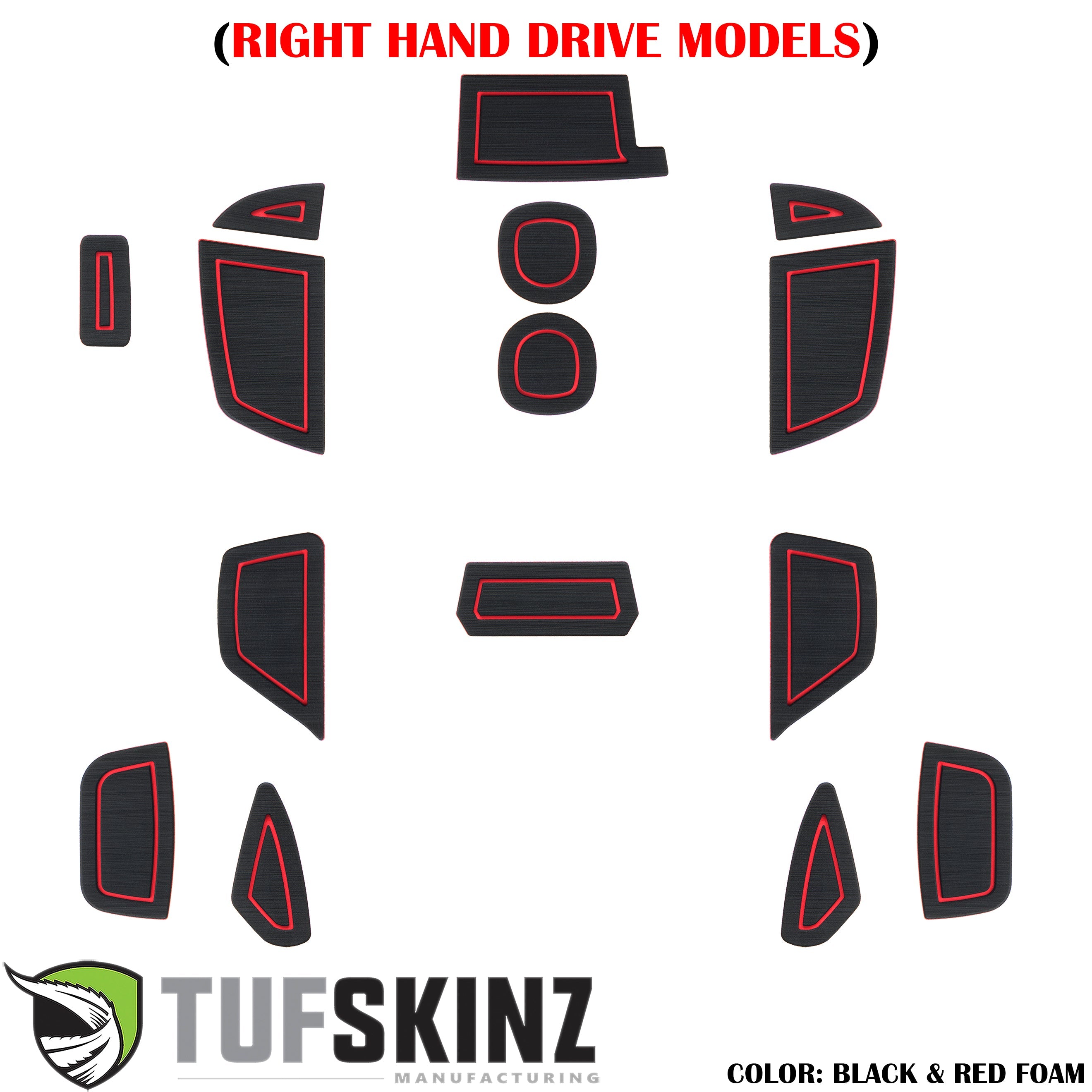 (RHD)Interior Foam Inserts Fits 2016-2018 Ford Focus Black/Red