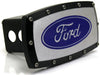Ford Tow Hitch Cover - Billet Aluminum with Black Trim & Blue Logo