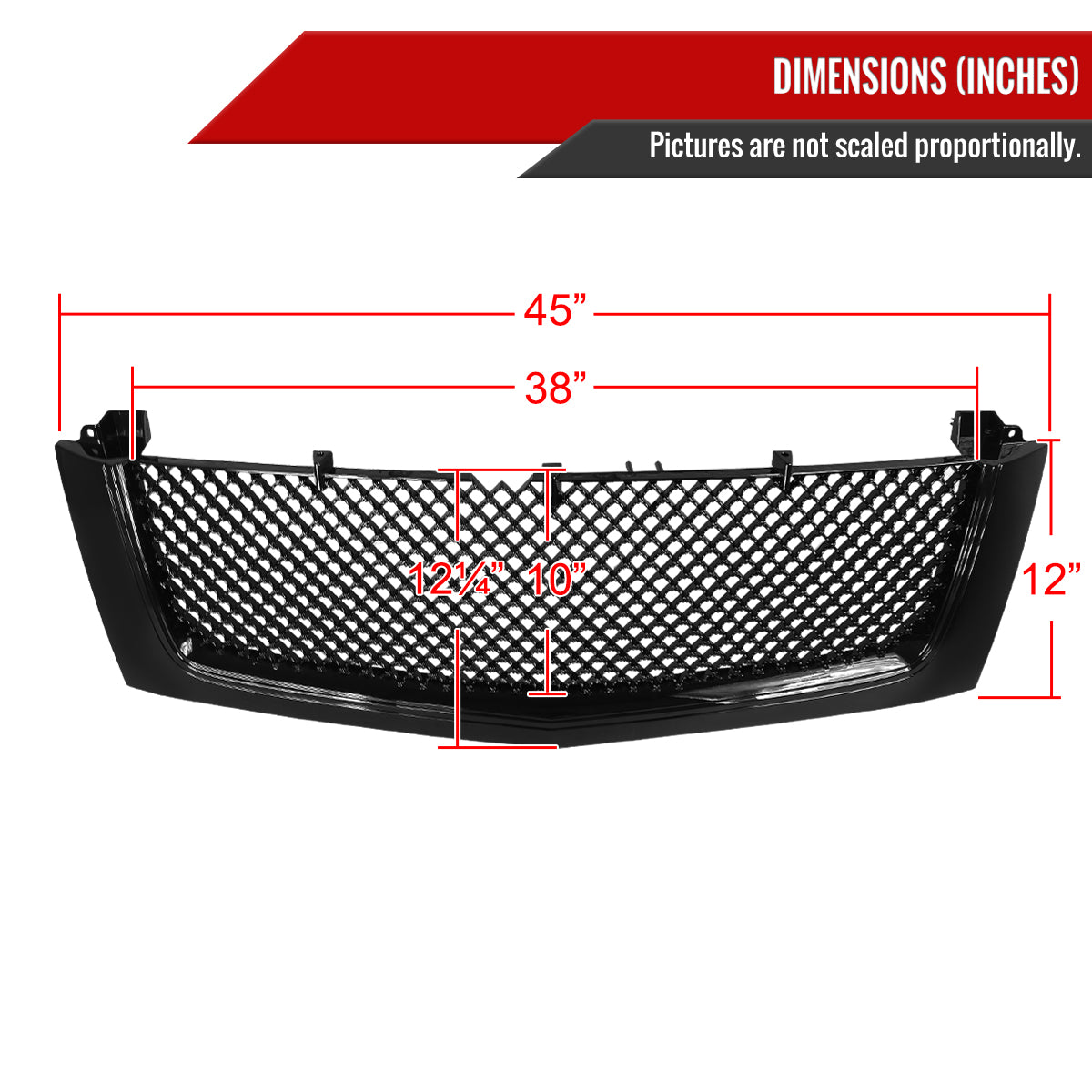 2002-2006 Cadillac Escalade Glossy Black ABS Mesh Grille