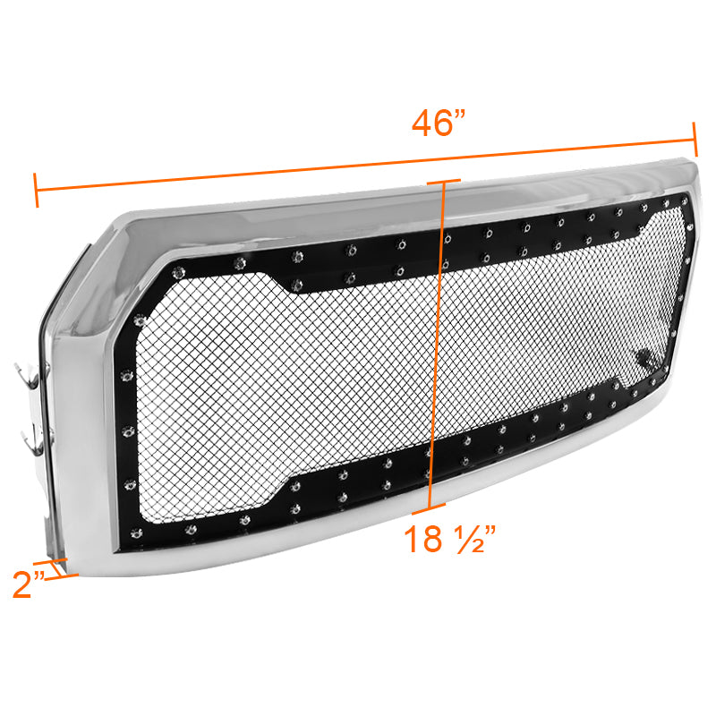 2015-2017 Ford F-150 Chrome ABS Rivet Style Grille w/ Stainless Steel Mesh