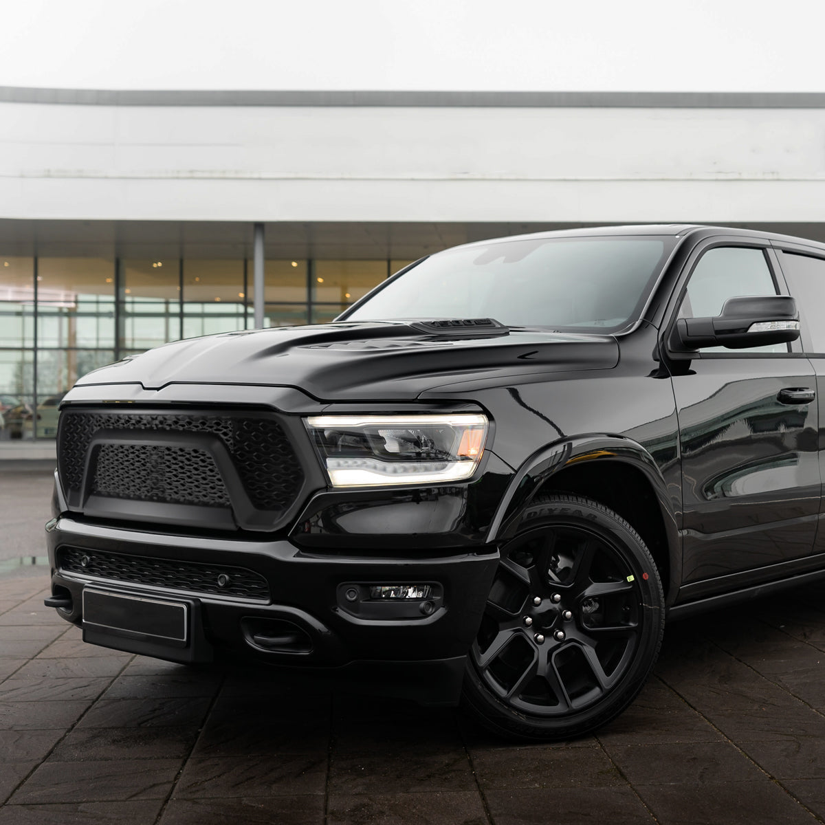 2019-2021 Dodge RAM 1500 Matte Black ABS Rebel Style Honeycomb Mesh Grille