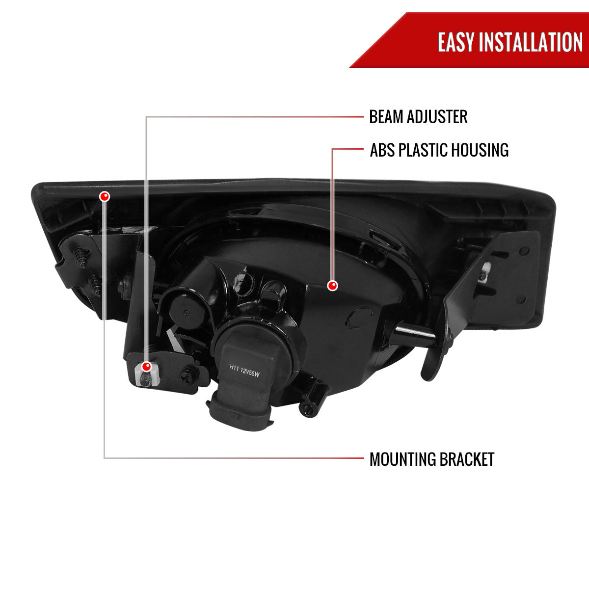 2006-2007 Honda Accord Coupe H11 Fog Lights Kit (Chrome Housing/Clear Lens)