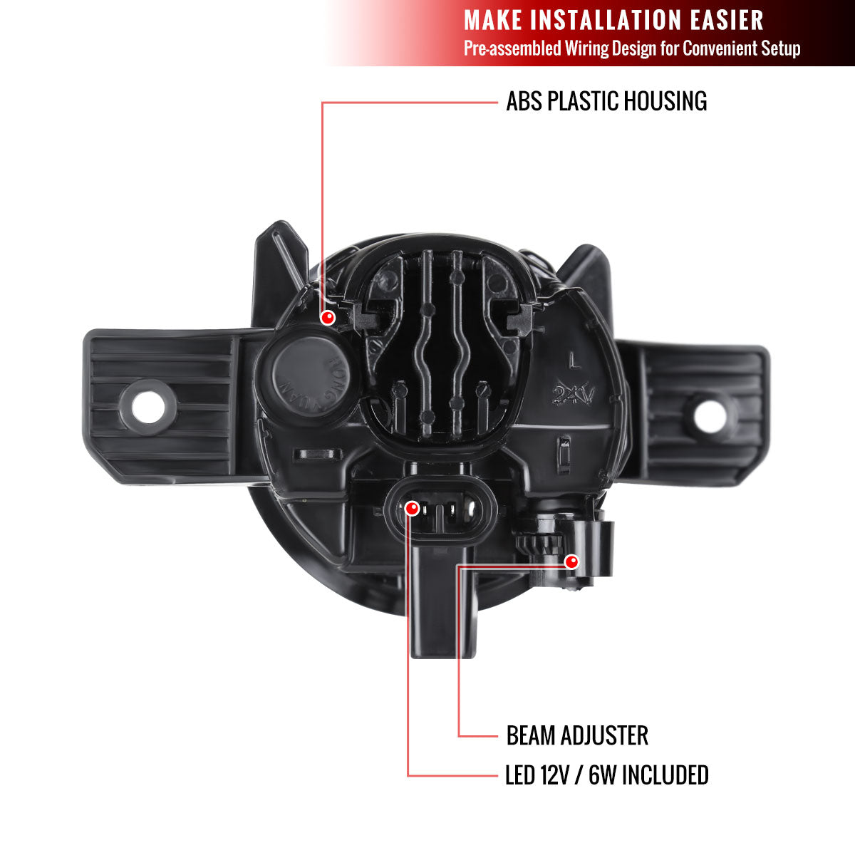 2019-2021 Nissan Altima 12v/6w LED Fog Lights Kit (Chrome Housing/Clear Lens)