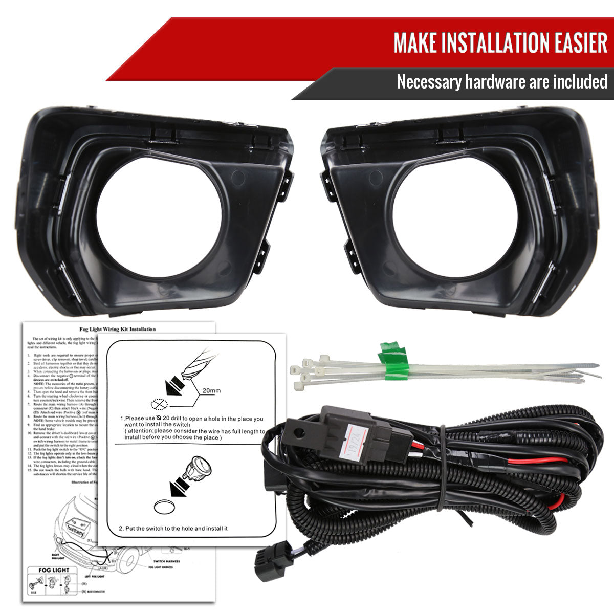 2021-2022 Chevrolet Colorado Fog Lights Kit (Chrome Housing/Clear Lens)