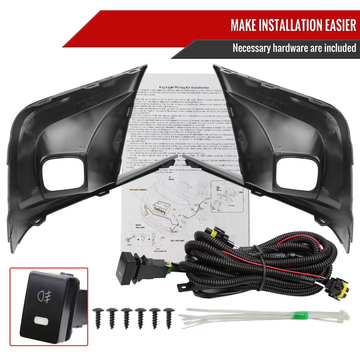2022-2023 Honda Civic Sedan/Hatchback H8 Bumper Fog Lights Kit (Chrome Housing/Clear Lens)