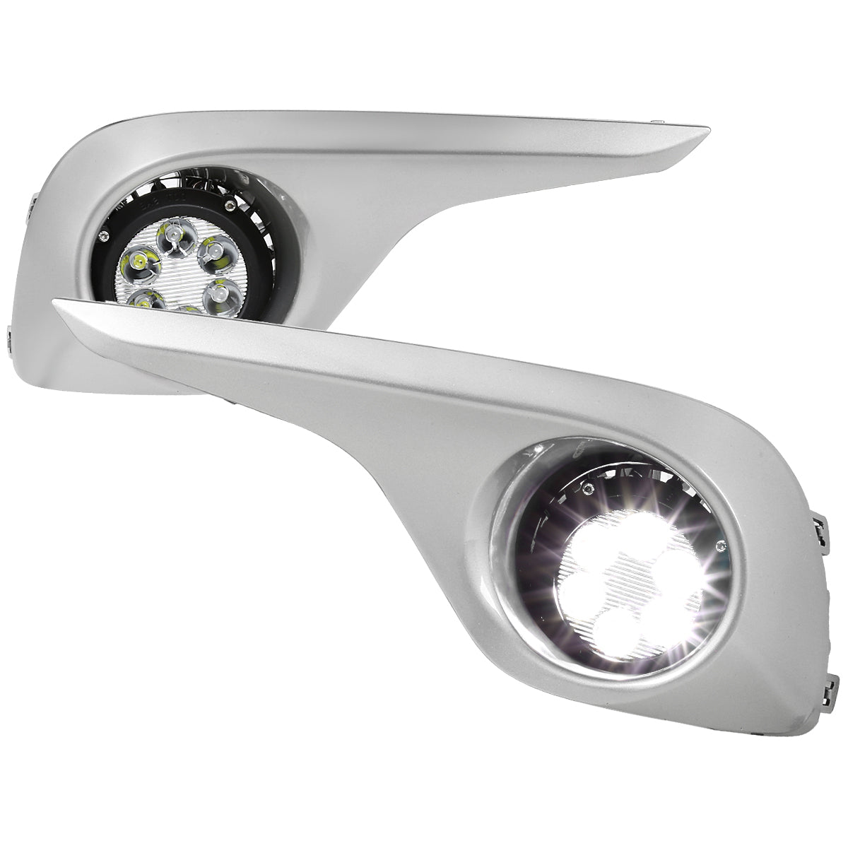 2011-2013 Toyota Highlander 6-LED Fog Lights Kit (Chrome Housing/Clear Lens)