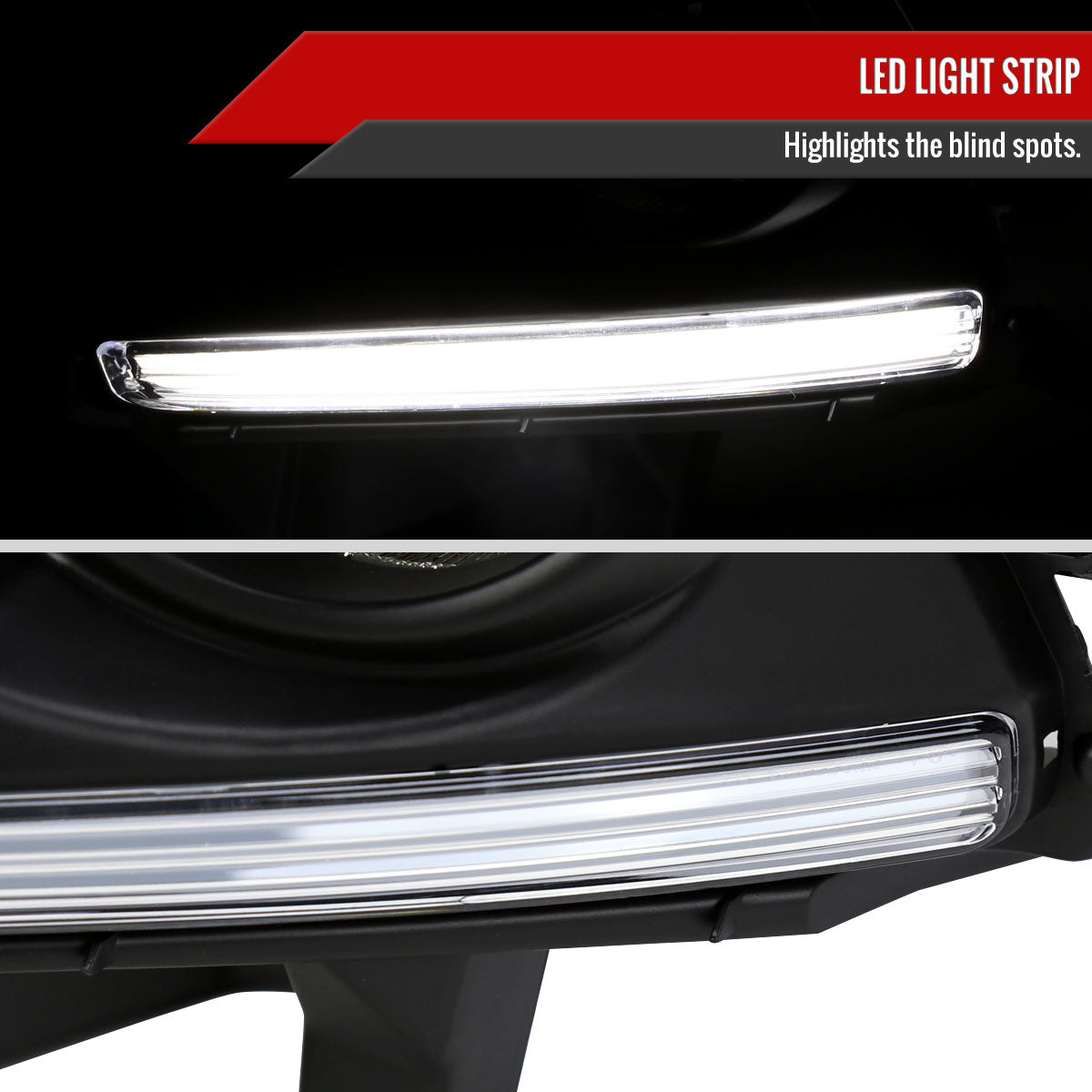 2014-2016 Toyota Highlander H16 Fog Lights Kit w/ LED Light Strip (Chrome Housing/Clear Lens)