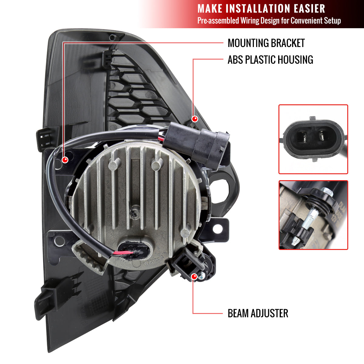 2019-2021 Nissan Murano LED Fog Lights Kit (Chrome Housing/Clear Lens)