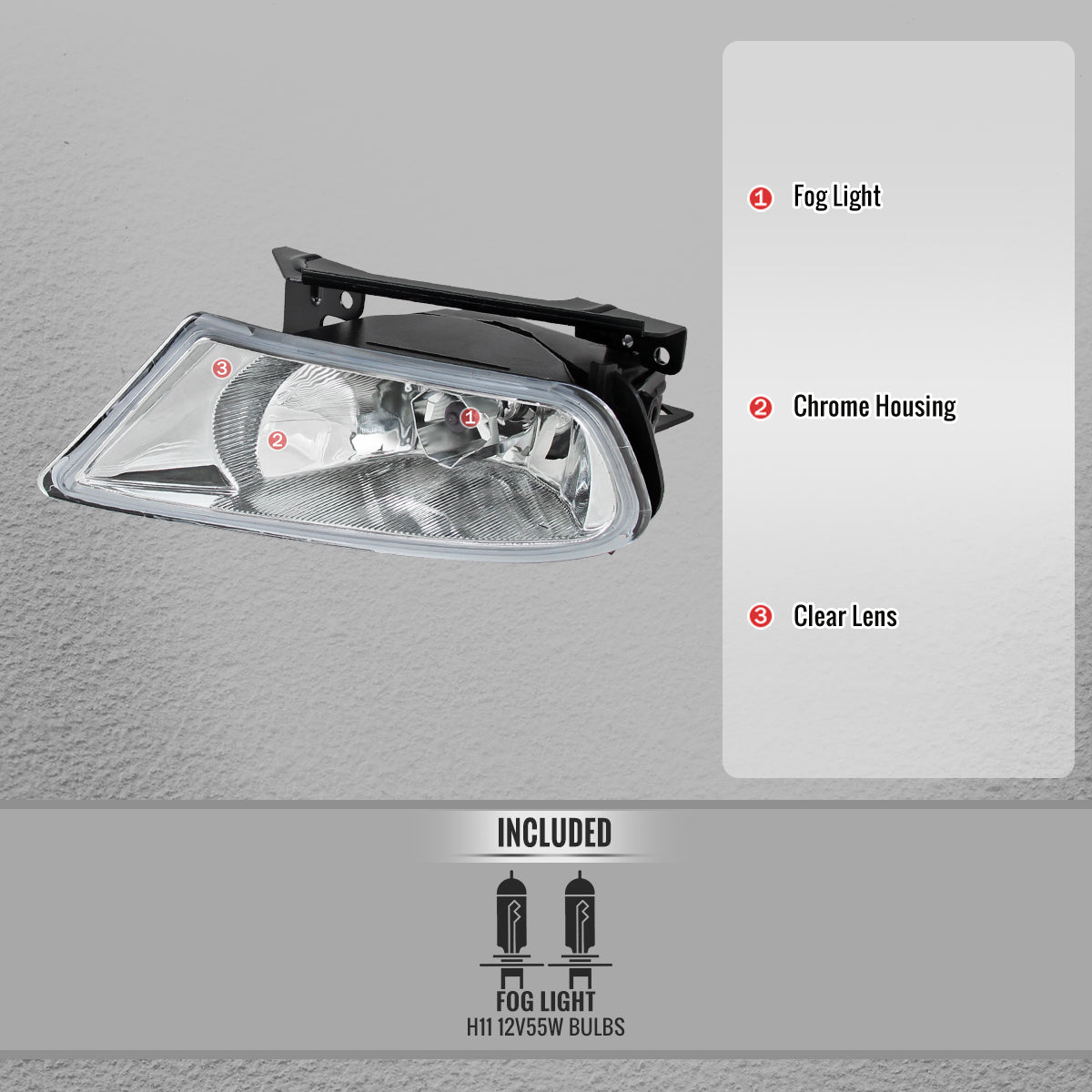 2005-2007 Honda Odyssey H8 Fog Lights Kit (Chrome Housing/Clear Lens)