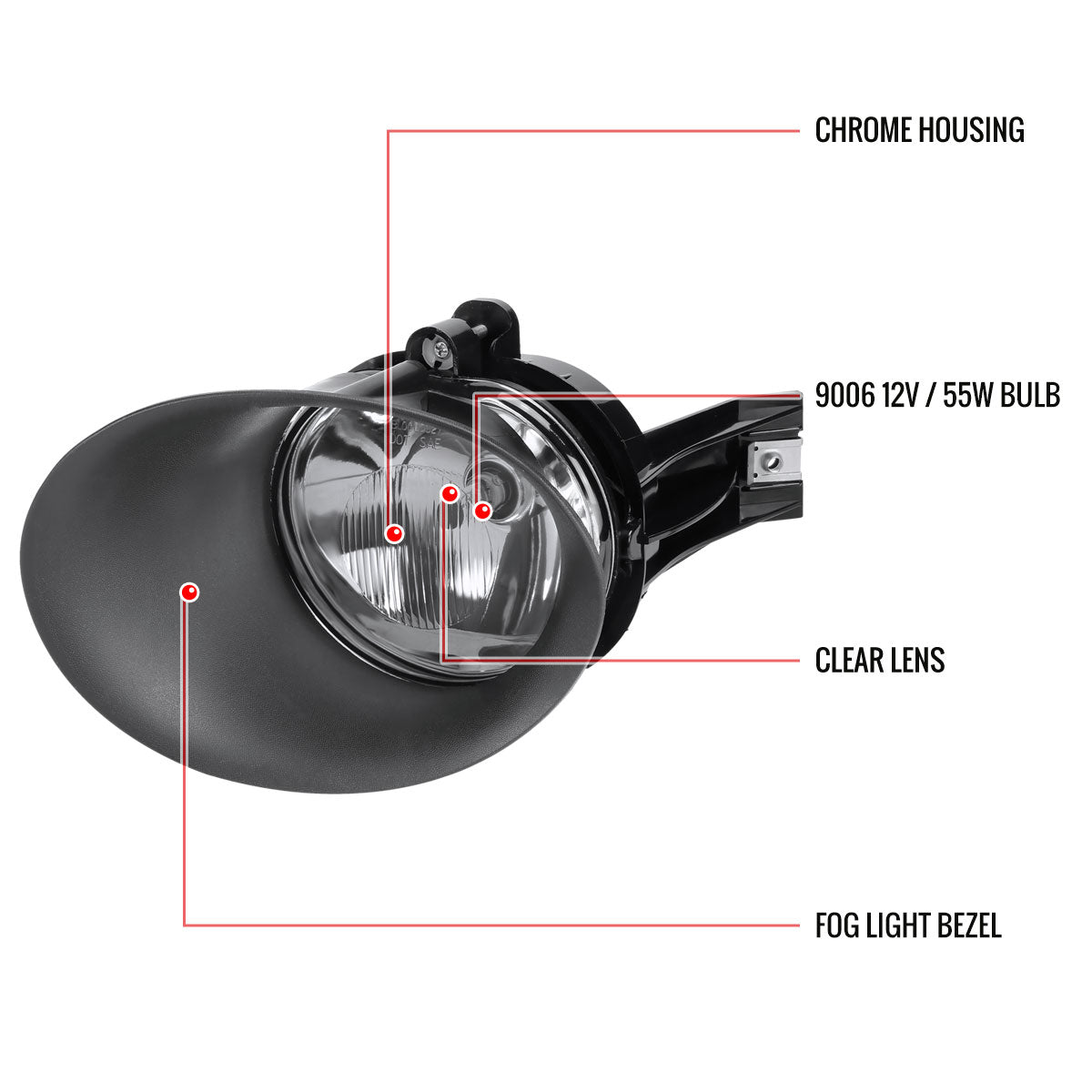 2002-2009 Dodge RAM 1500/2500/3500 9006 Fog Lights (Chrome Housing/Clear Lens)