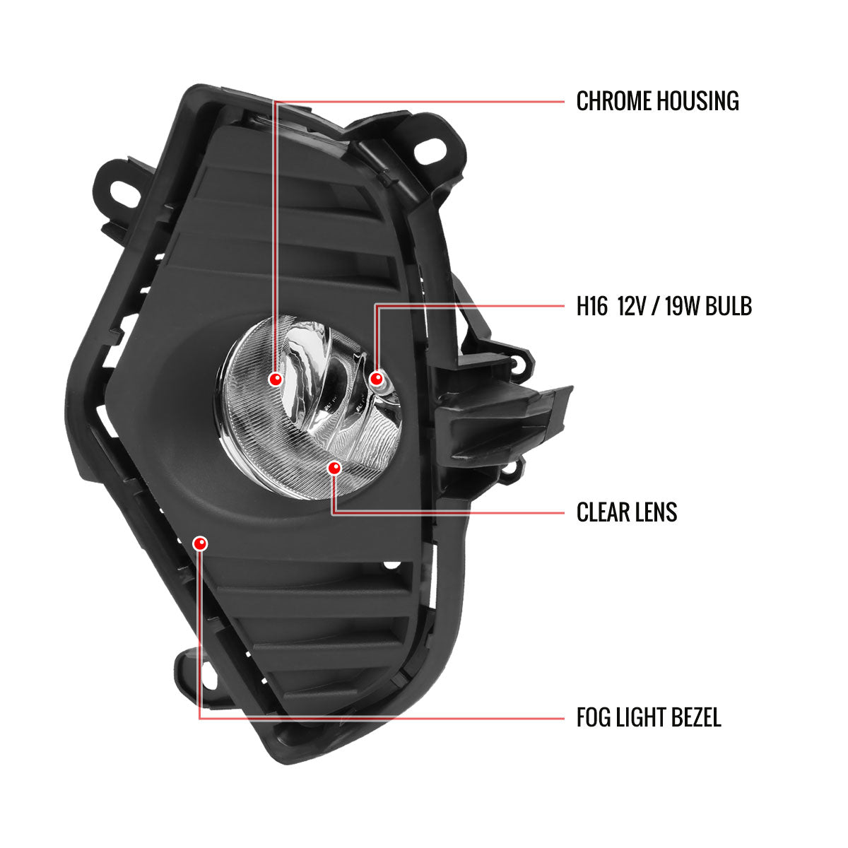 2019-2022 Toyota RAV4 H16 Fog Lights Kit (Chrome Housing/Clear Lens)