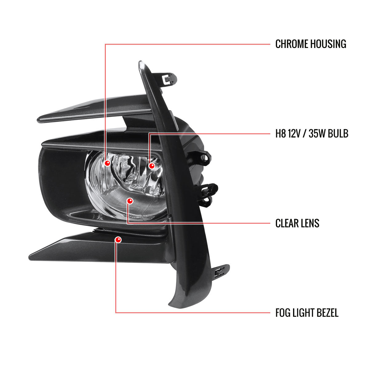 2018-2019 Toyota Sienna H11 Fog Lights Kit (Chrome Housing/Clear Lens)