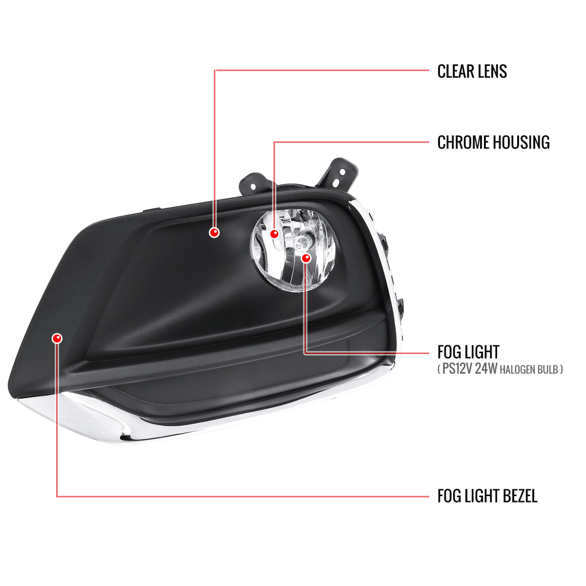 2017-2019 Chevrolet Trax PS24W Fog Lights Kit (Chrome Housing/Clear Lens)