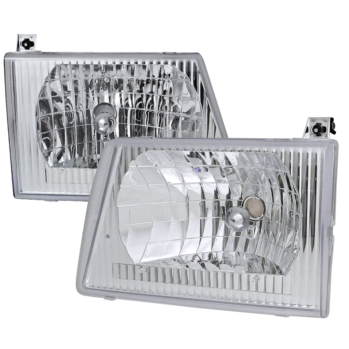 1992-2006 Ford Econoline Factory Style Crystal Headlights (Chrome Housing/Clear Lens)