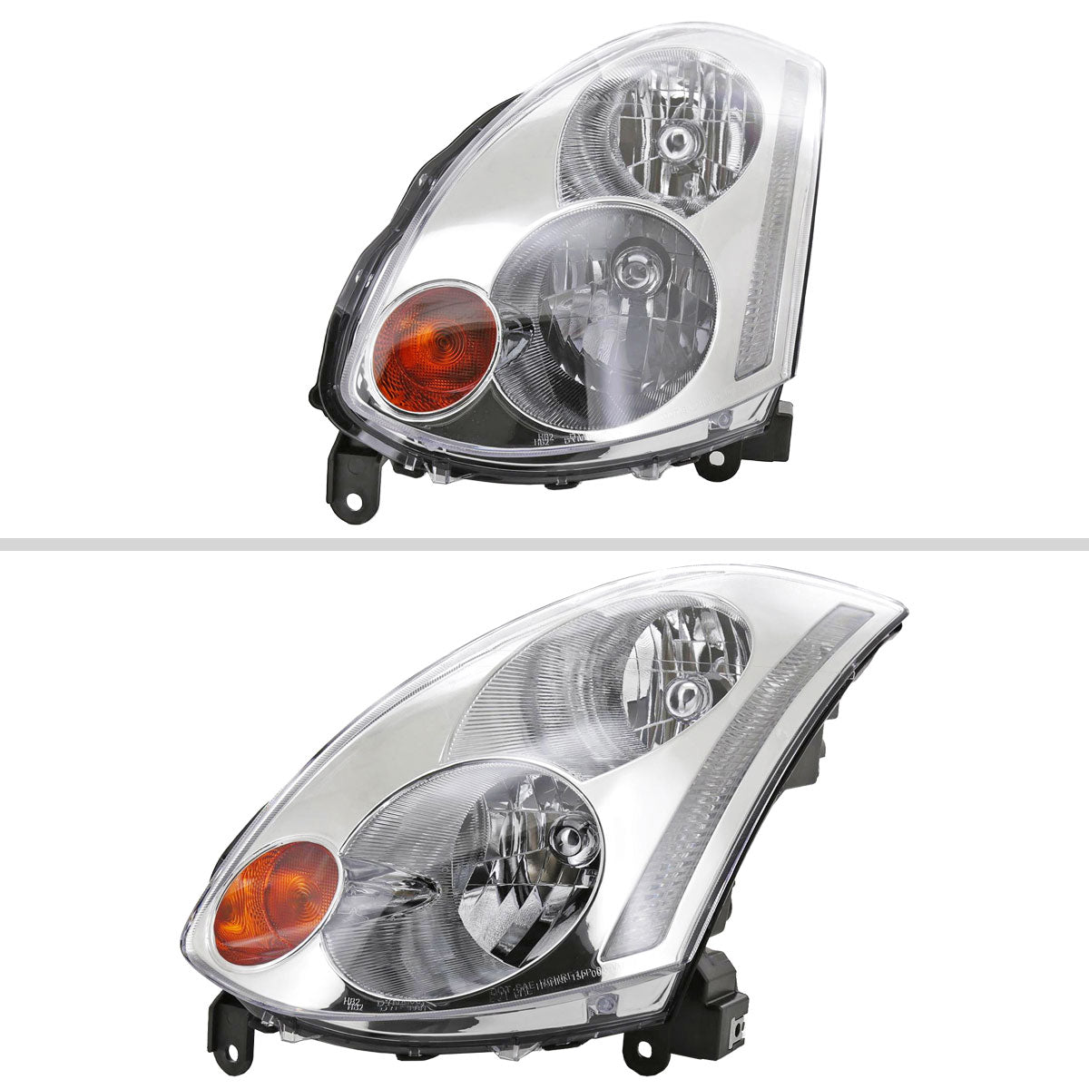 2003-2005 Infiniti G35 Coupe Factory Style Headlights (Chrome Housing/Clear Lens)