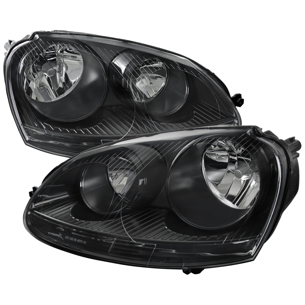 2005-2010 Volkswagen Golf Mk5 /Jetta/Rabbit Factory Style Headlights w/ P21W Turn Signal Bulbs (Matte Black Housing/Clear Lens)