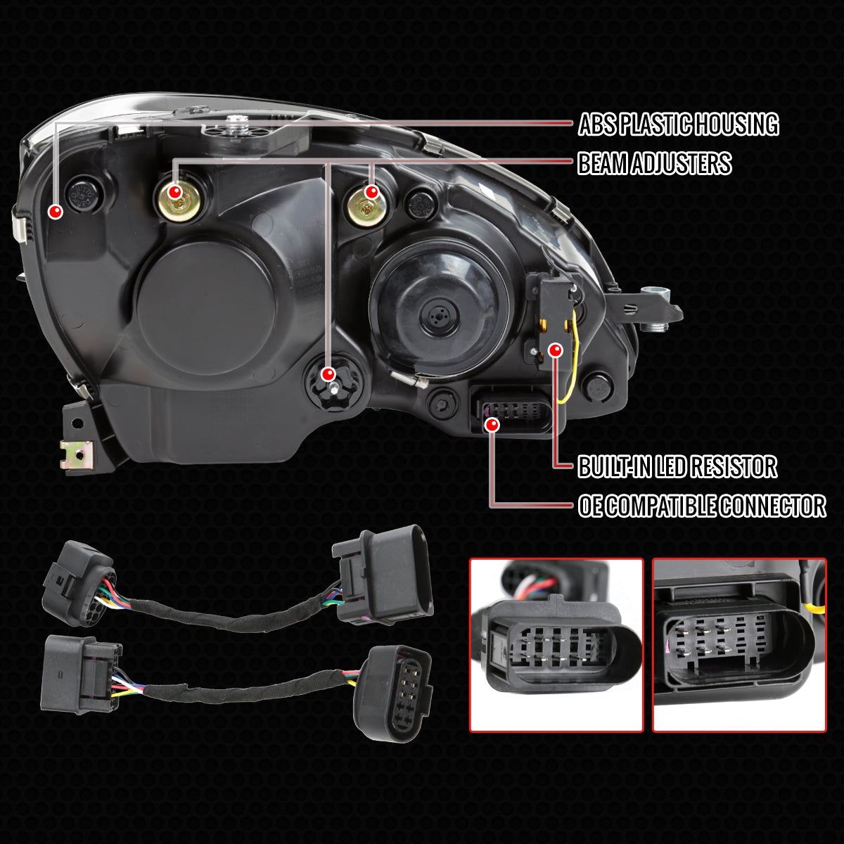 2008-2011 Mercedes Benz W204 C-Class Switchback Sequential Full LED Projector Headlights (Chrome Housing/Clear Lens)