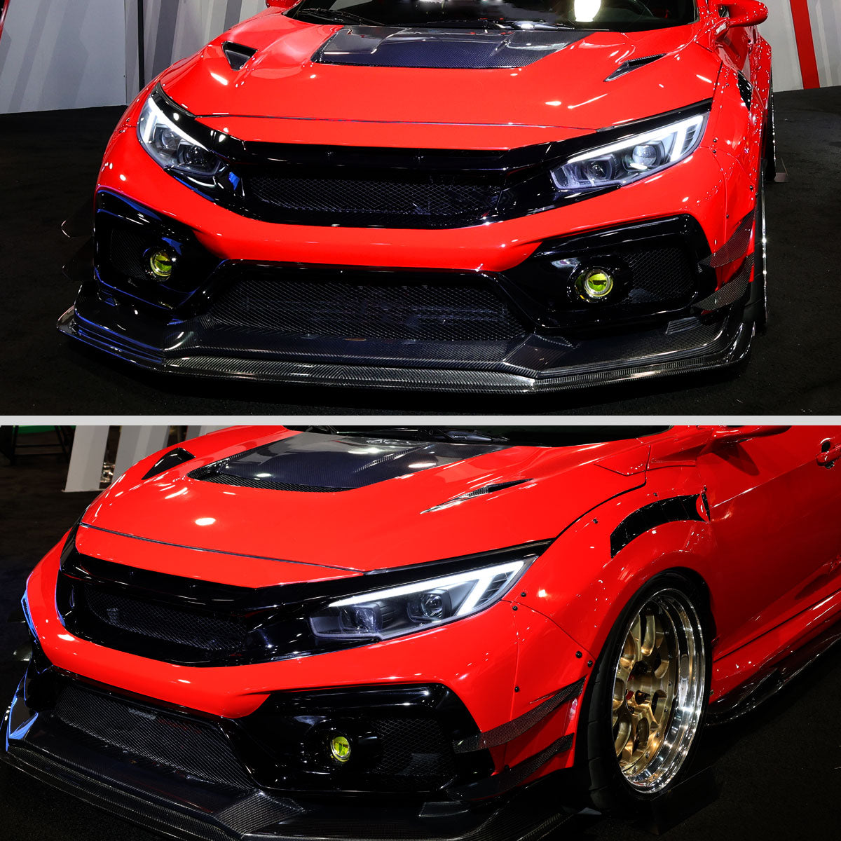 2016-2021 Honda Civic Full LED Projector Headlights w/ Switchback LED Sequential Turn Signals DRL Parking Strip (Matte Black Housing  / Clear Lens)