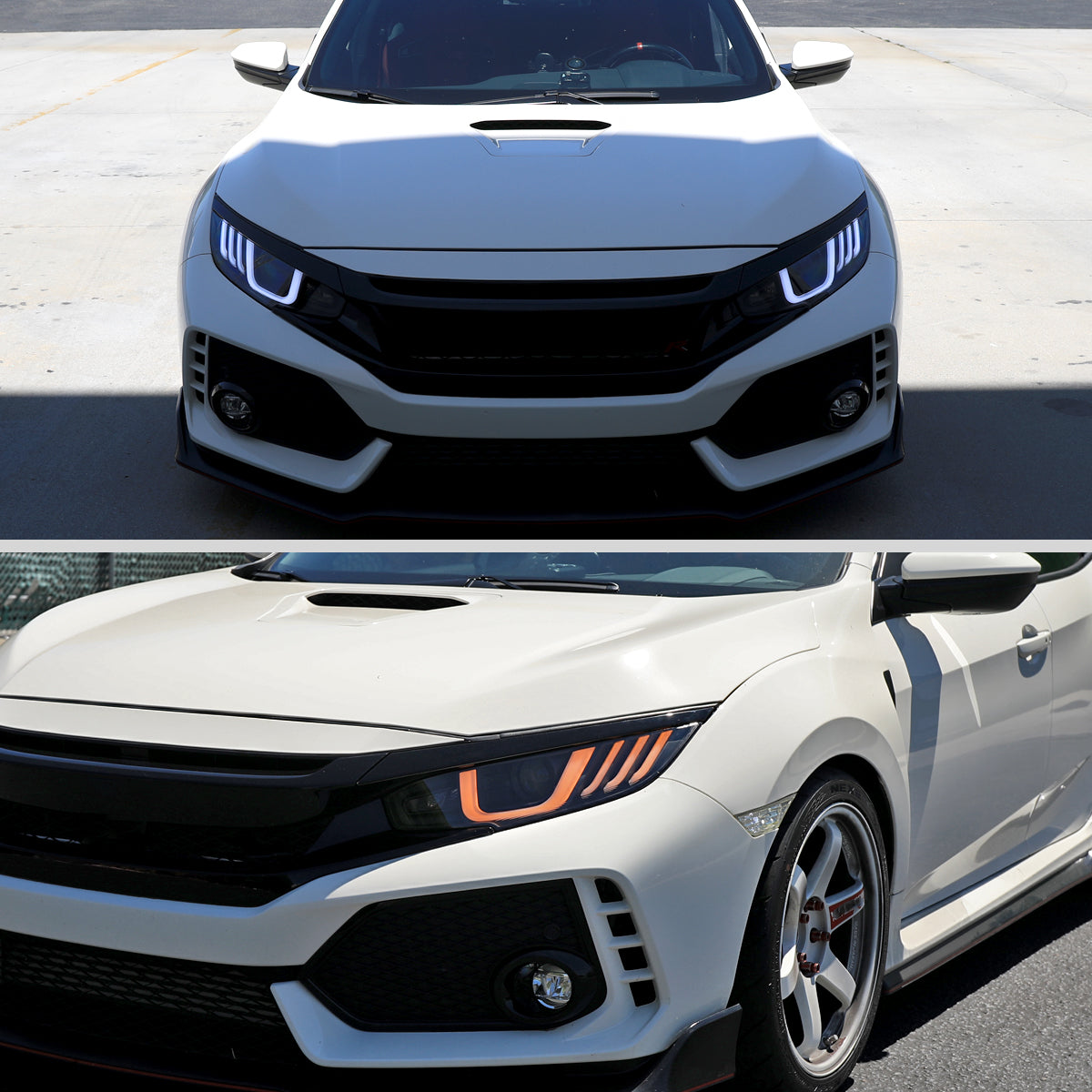 2016-2021 Honda Civic LED Headlights w/ LED Switchback Sequential Turn Signal (Matte Black Housing/Smoked Lens)