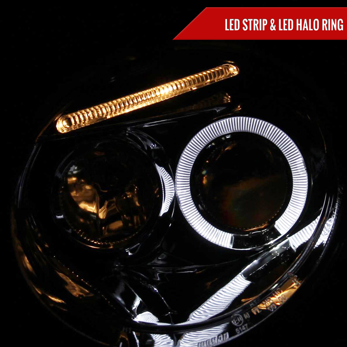 1998-2005 Volkswagen Beetle Halo Projector Headlights (Chrome Housing/Clear Lens)