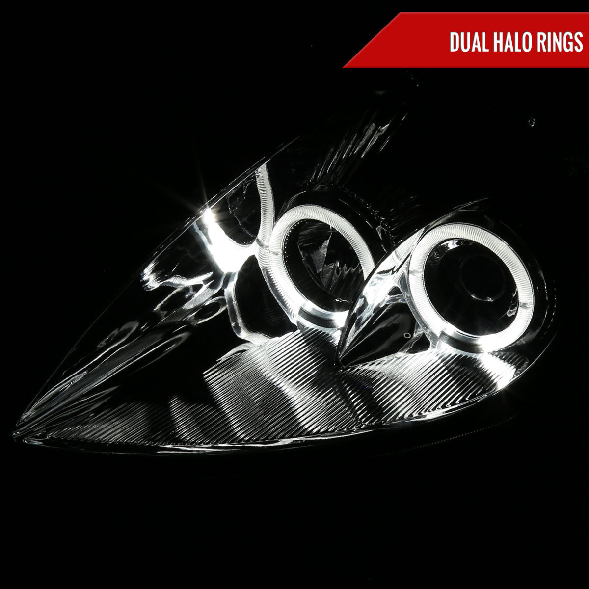 2000-2005 Mitsubishi Eclipse Dual Halo Projector Headlights (Chrome Housing/Smoked Lens)