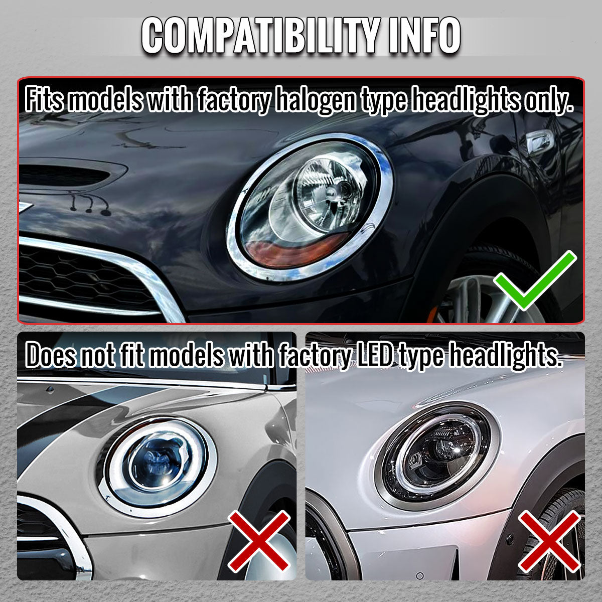 2014-2021 Mini Cooper F55 F56 F57 Projector Headlights Swithback LED DRL (Matte Black Housing / Clear Lens)