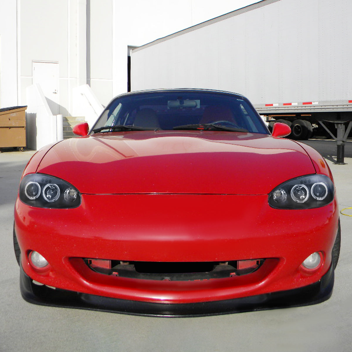 2001-2005 Mazda Miata MX-5 Dual Halo Projector Headlights (Matte Black Housing/Clear Lens)