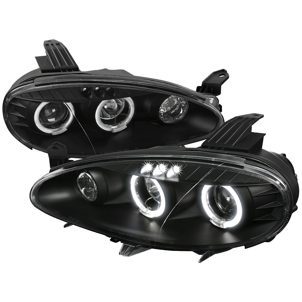 2001-2005 Mazda Miata MX-5 Dual Halo Projector Headlights (Matte Black Housing/Clear Lens)