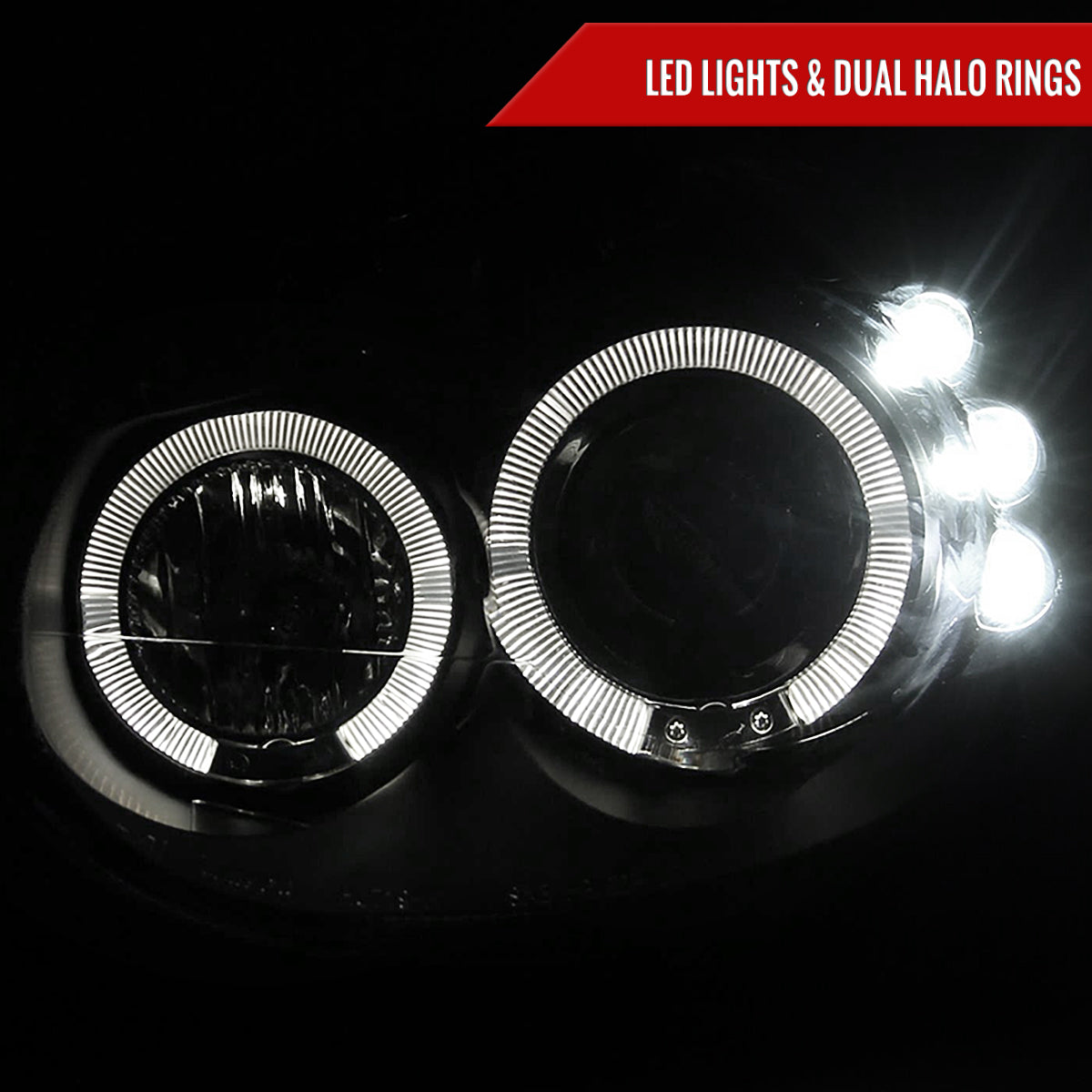 2003-2005 Dodge Neon Dual Halo Projector Headlights (Matte Black Housing/Clear Lens)