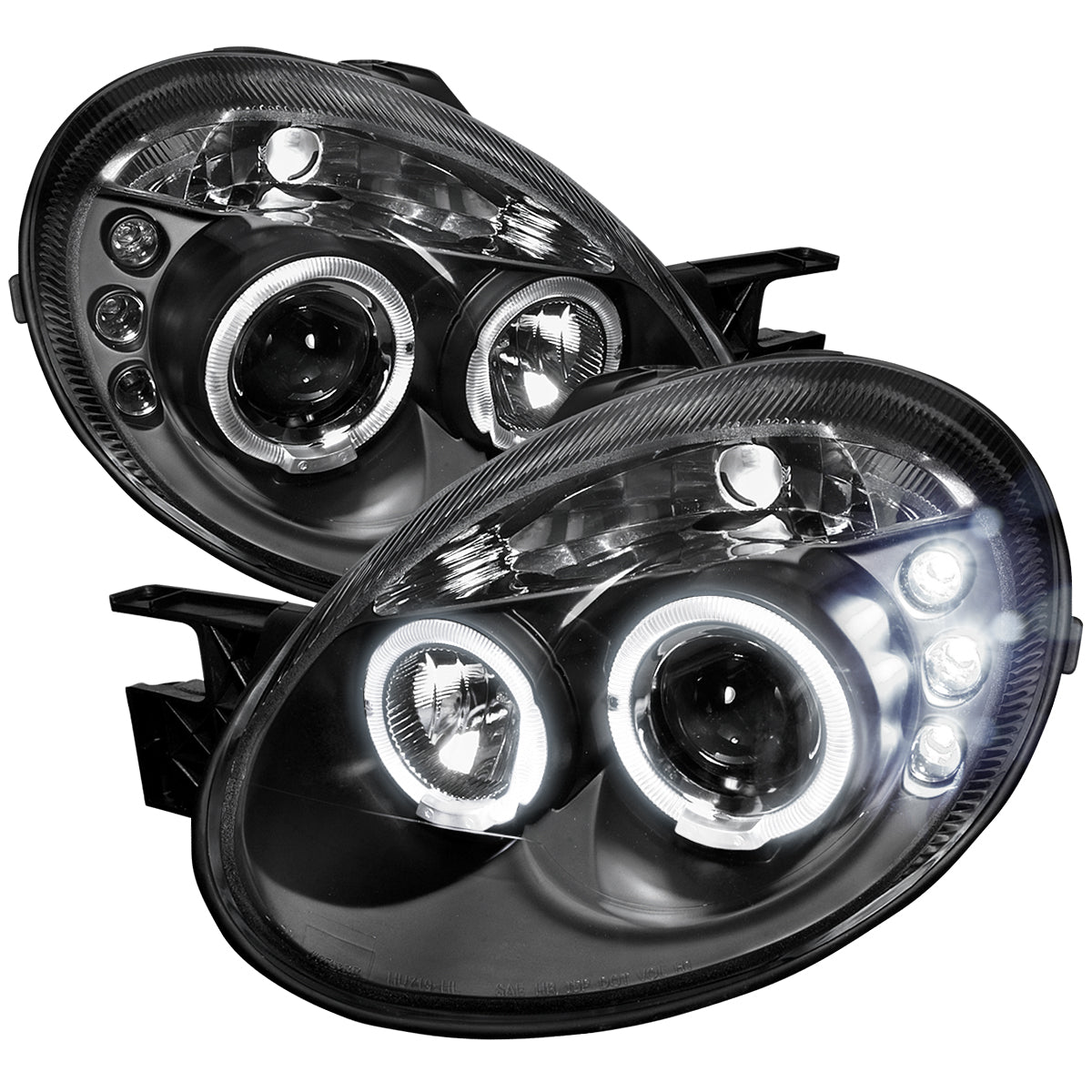 2003-2005 Dodge Neon Dual Halo Projector Headlights (Matte Black Housing/Clear Lens)