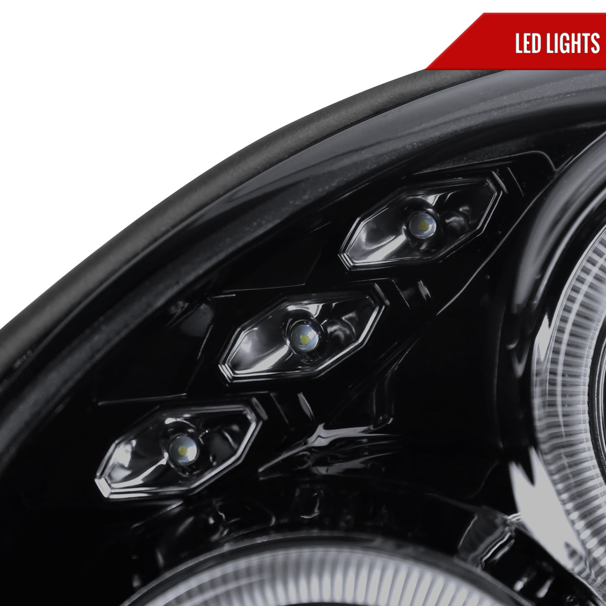 2002-2003 Subaru Impreza Dual Halo Bug Eye Projector Headlights (Glossy Black Housing/Smoked Lens)