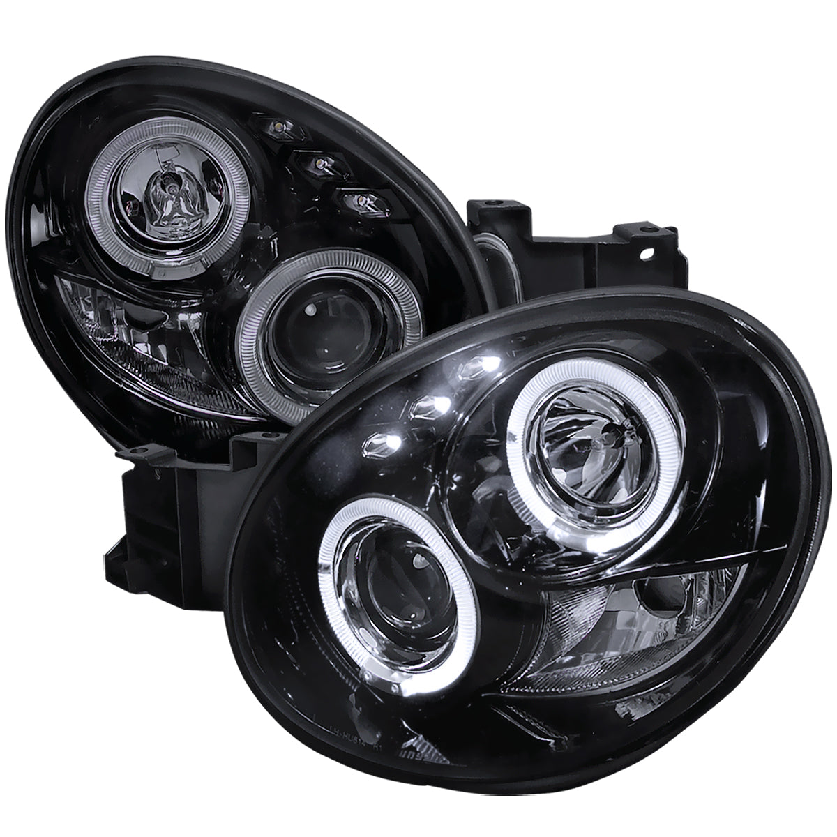 2002-2003 Subaru Impreza Dual Halo Bug Eye Projector Headlights (Glossy Black Housing/Smoked Lens)