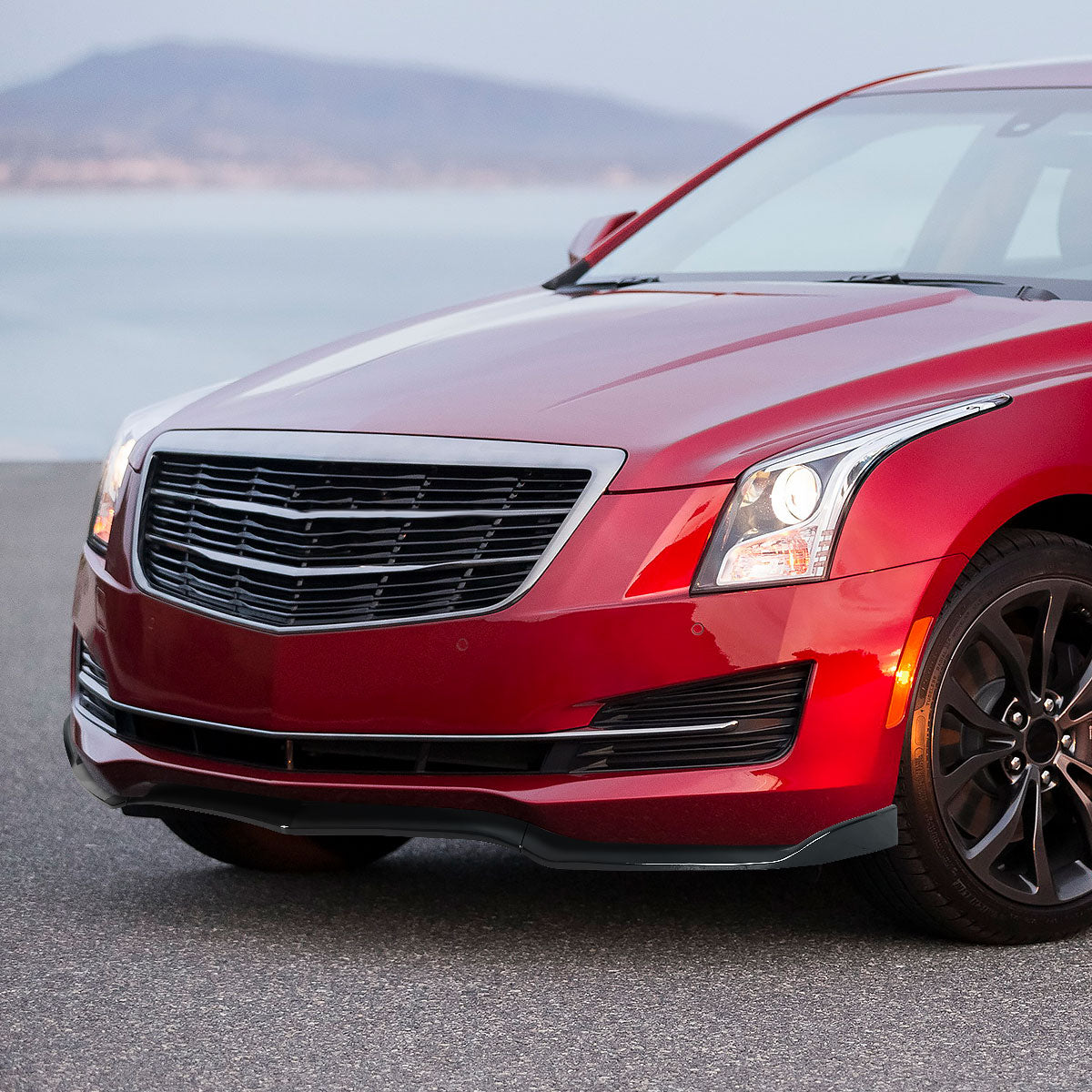 2015-2018 Cadillac ATS Glossy Black Polypropylene 3PC Front Bumper Lip Set