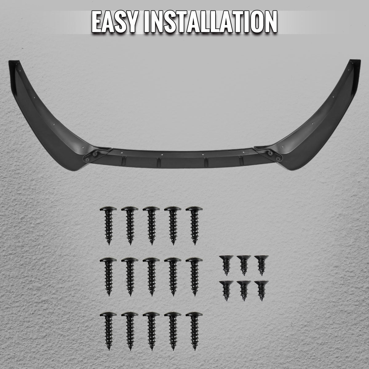 2017-2018 Ford Fusion Glossy Black Polypropylene 3PC Front Bumper Lip Set