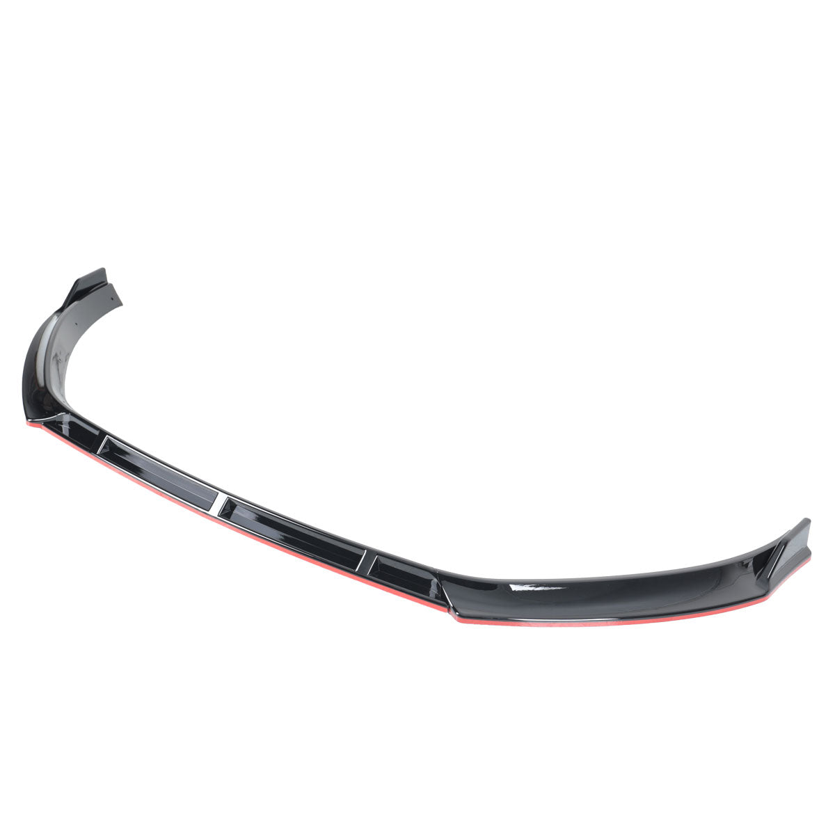 2014-2017 Volkswagen Golf Glossy Black/Red Trim 3PC Front Bumper Lip Splitter Kit
