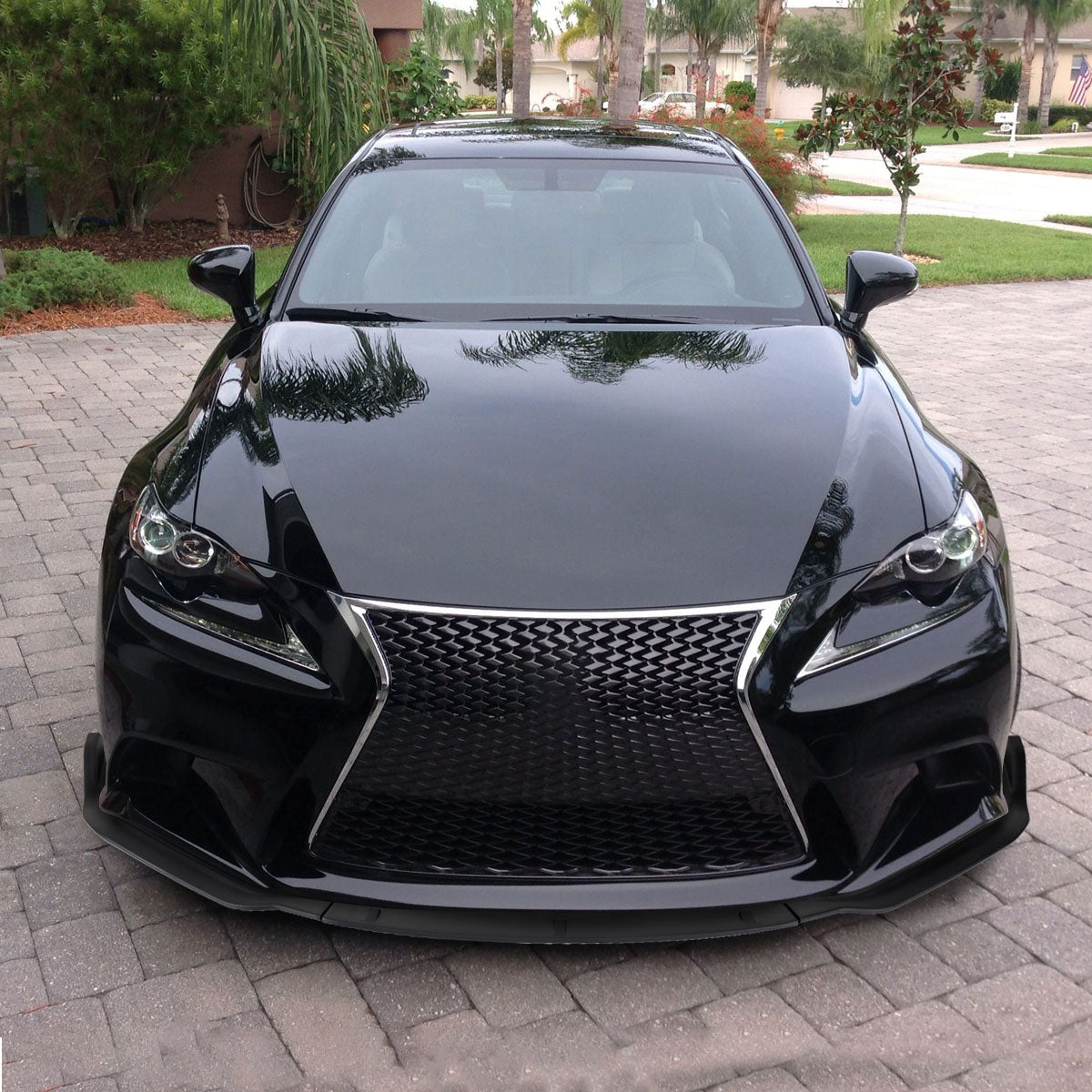 2014-2016 Lexus IS250 F-Sport Matte Black 3PC Front Bumper Lip Splitter Kit