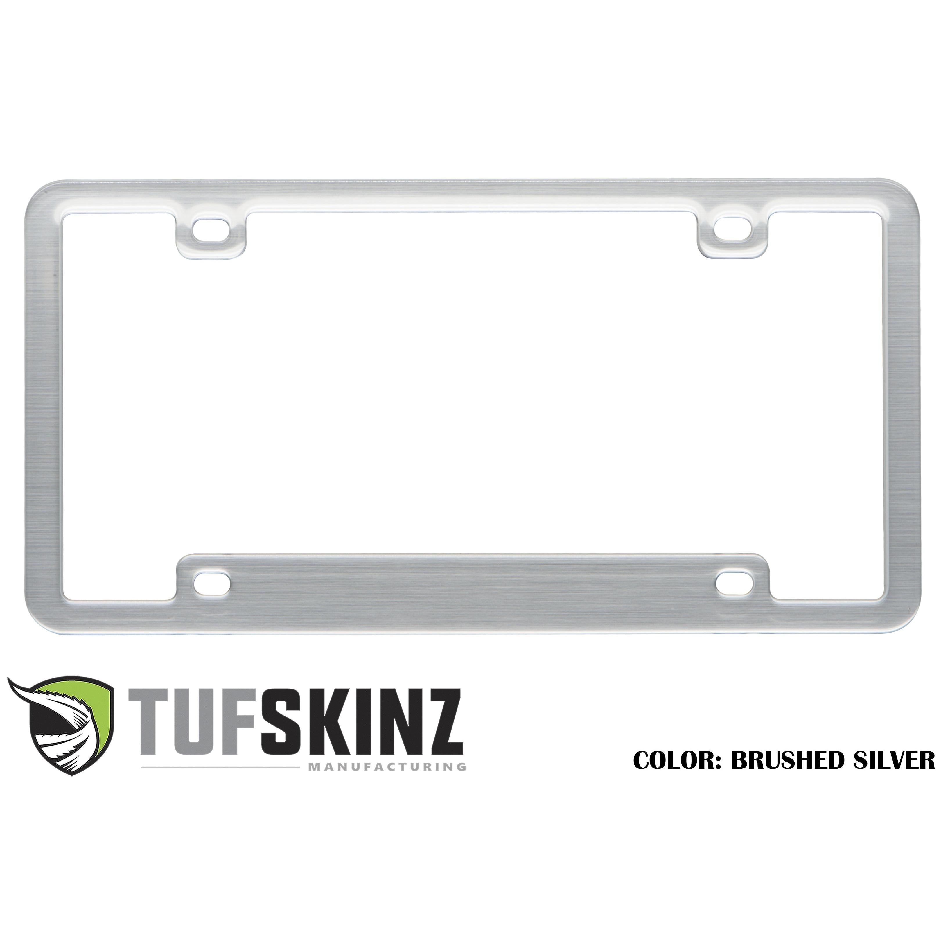 License Plate Frame Accent Trim Fits 0-0  Universal Brushed Silver