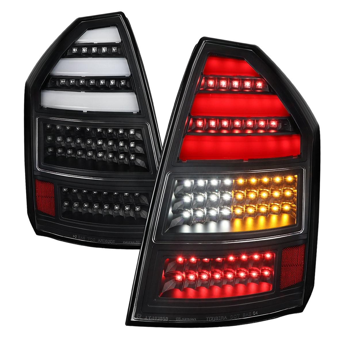 2005-2007 Chrysler 300C V2 LED Tail Lights (Matte Black Housing/Clear Lens)