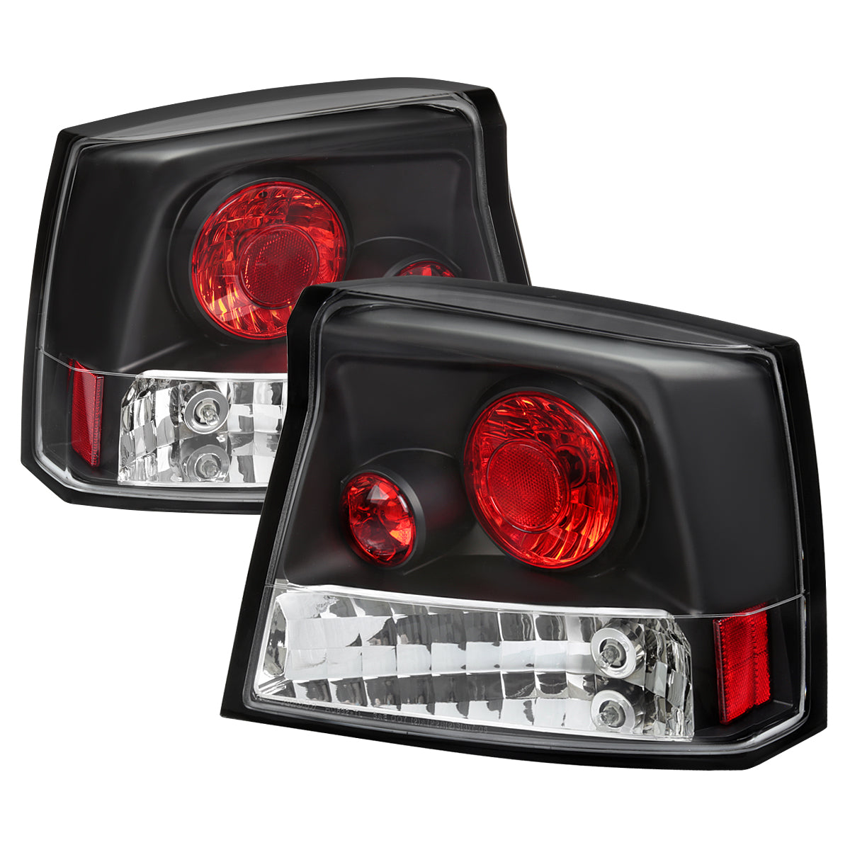 2005-2010 Dodge Charger Tail Lights (Matte Black Housing/Clear Lens)