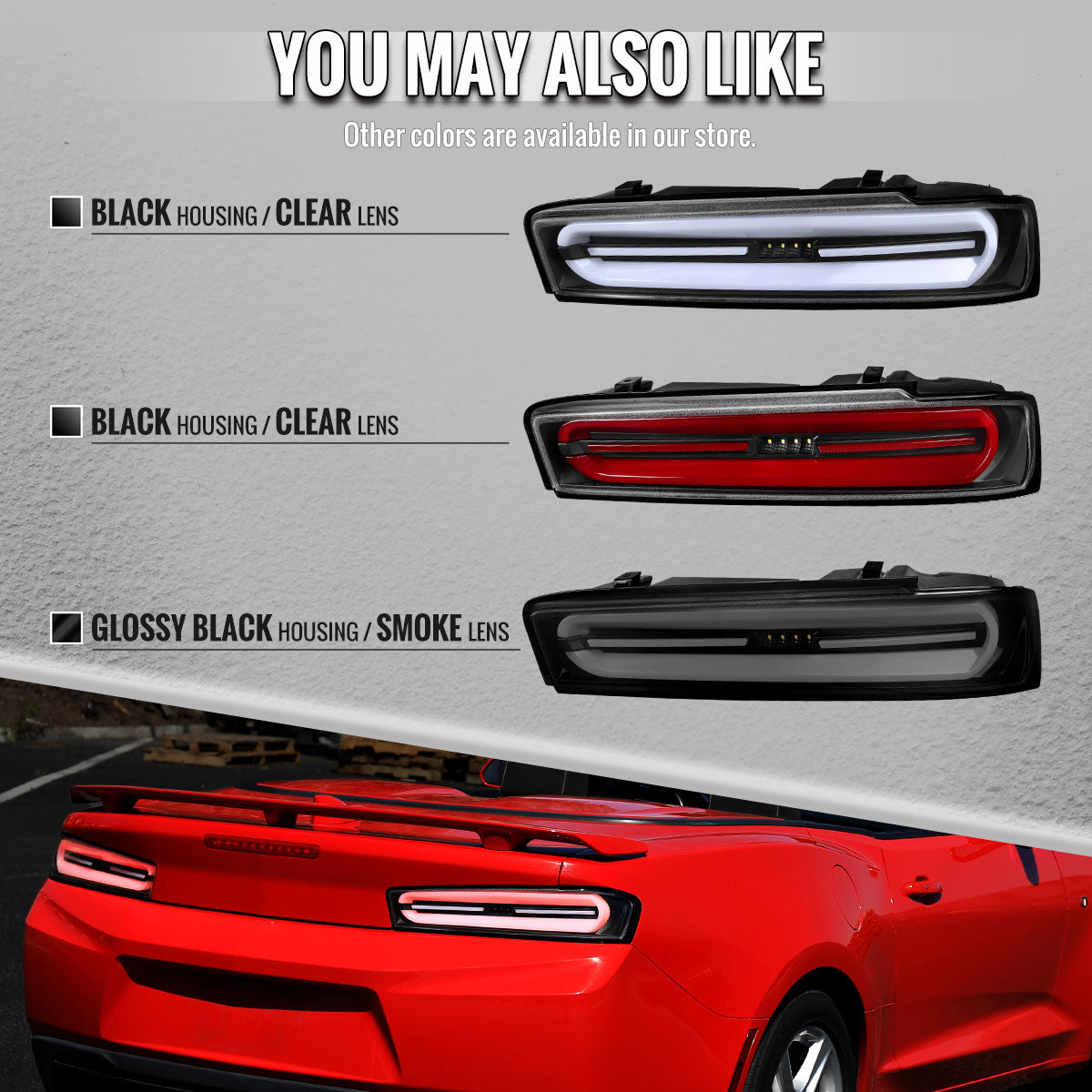 2016-2018 Chevrolet Camaro Full LED Sequential Tail Light (Black Housing / Clear Lens)