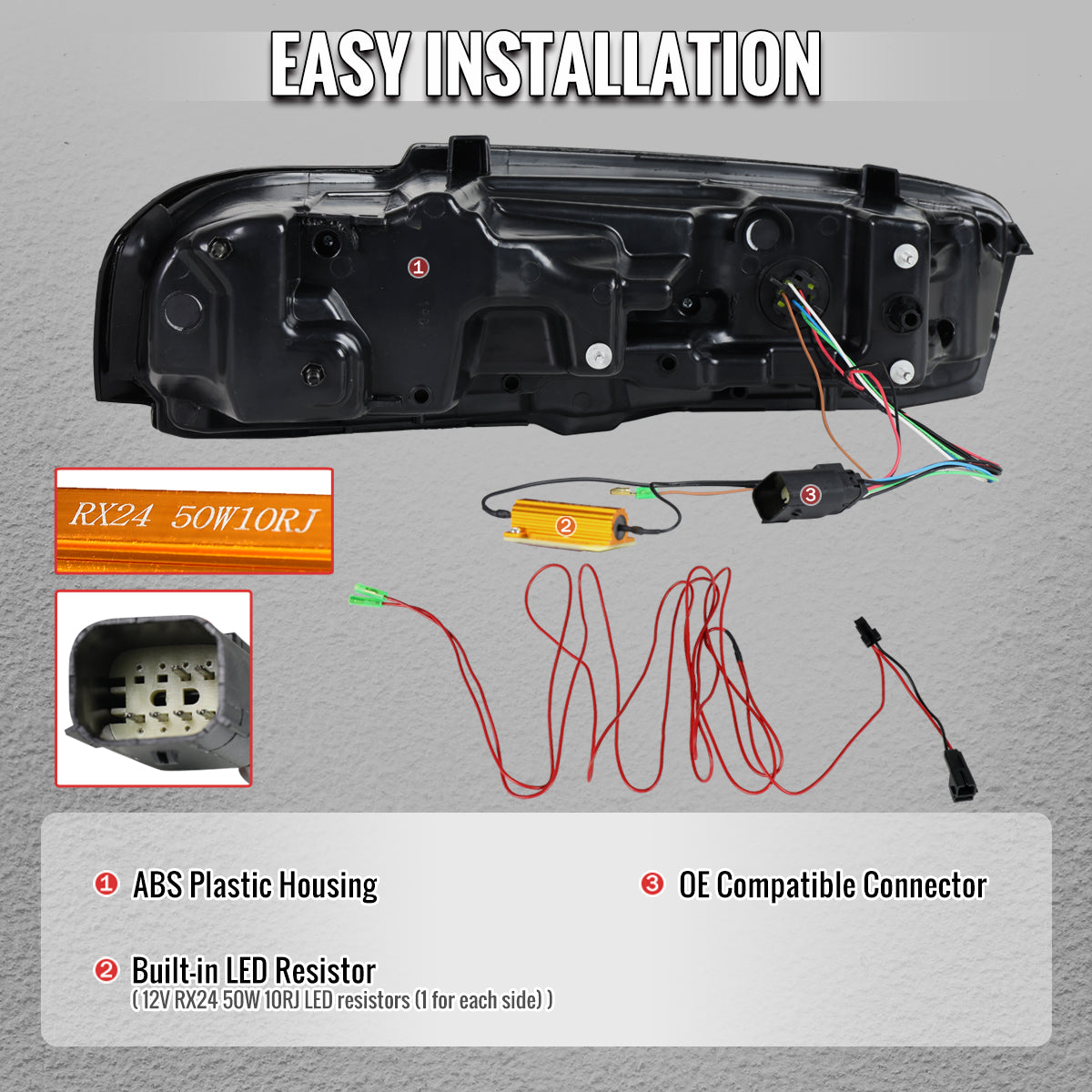 2019-2024 Chevrolet Camaro Sequential LED Turn Signal C8-Style Tail Lights (Black Housing / Clear Lens)