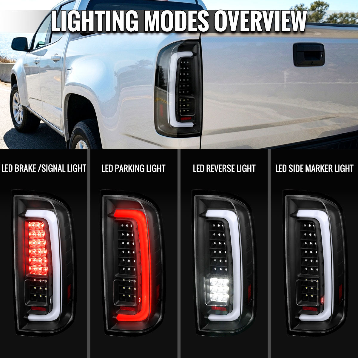 2015-2022 Chevrolet Colorado GMC Canyon Full LED Sequential Tail Lights (Black Housing / Clear Lens)