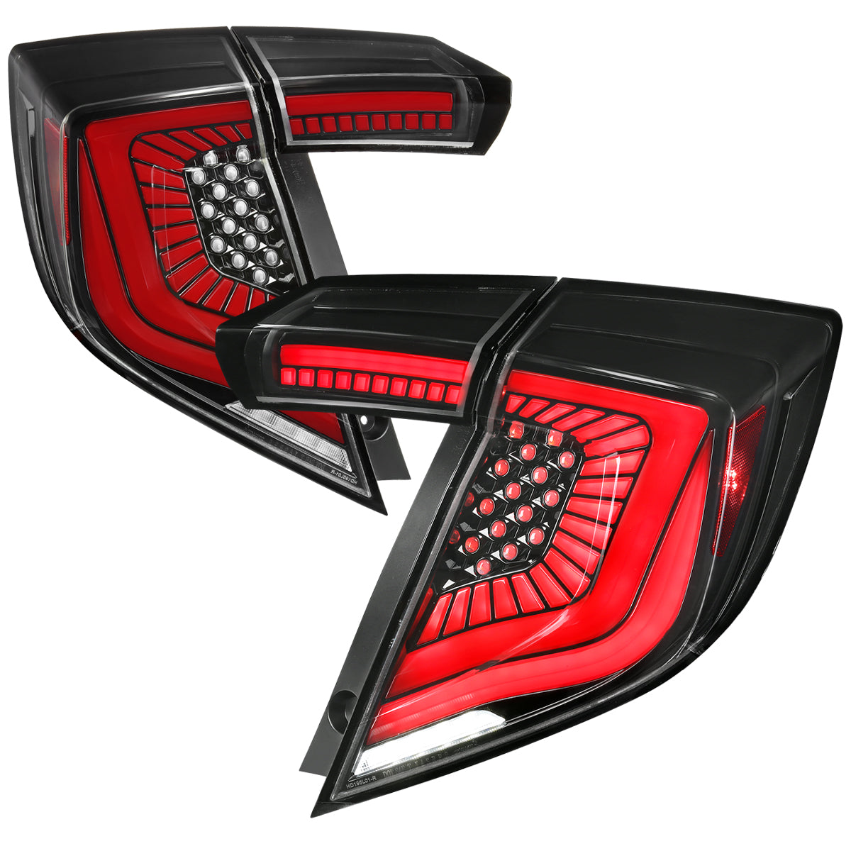 2017-2021 Honda Civic Hatchback LED Sequential Signal Tail Lights (Jet Black Housing/Clear Lens)