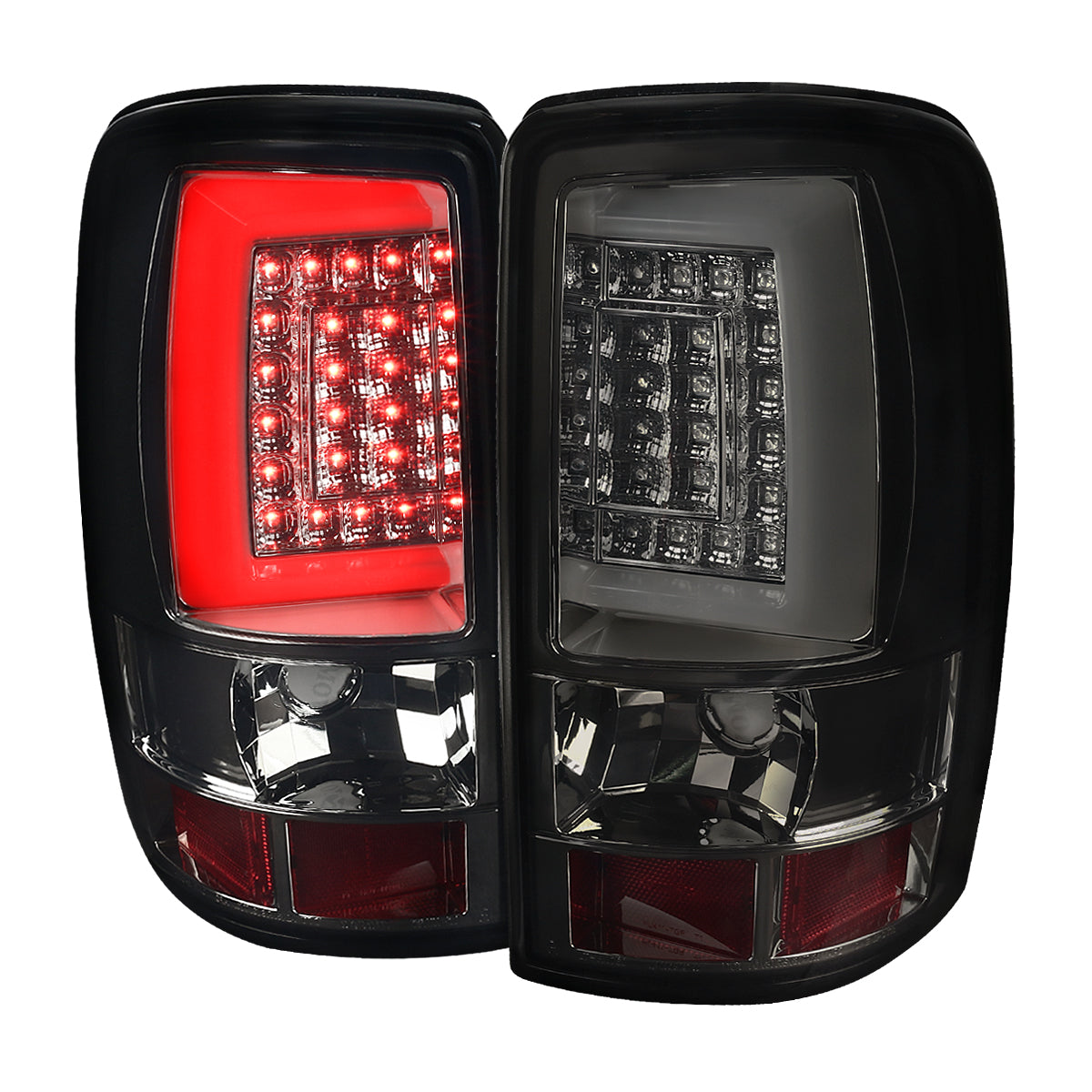 2000-2006 Chevrolet Suburban/Tahoe GMC Yukon/Yukon XL LED C Bar Tail Lights (Chrome Housing/Smoked Lens)