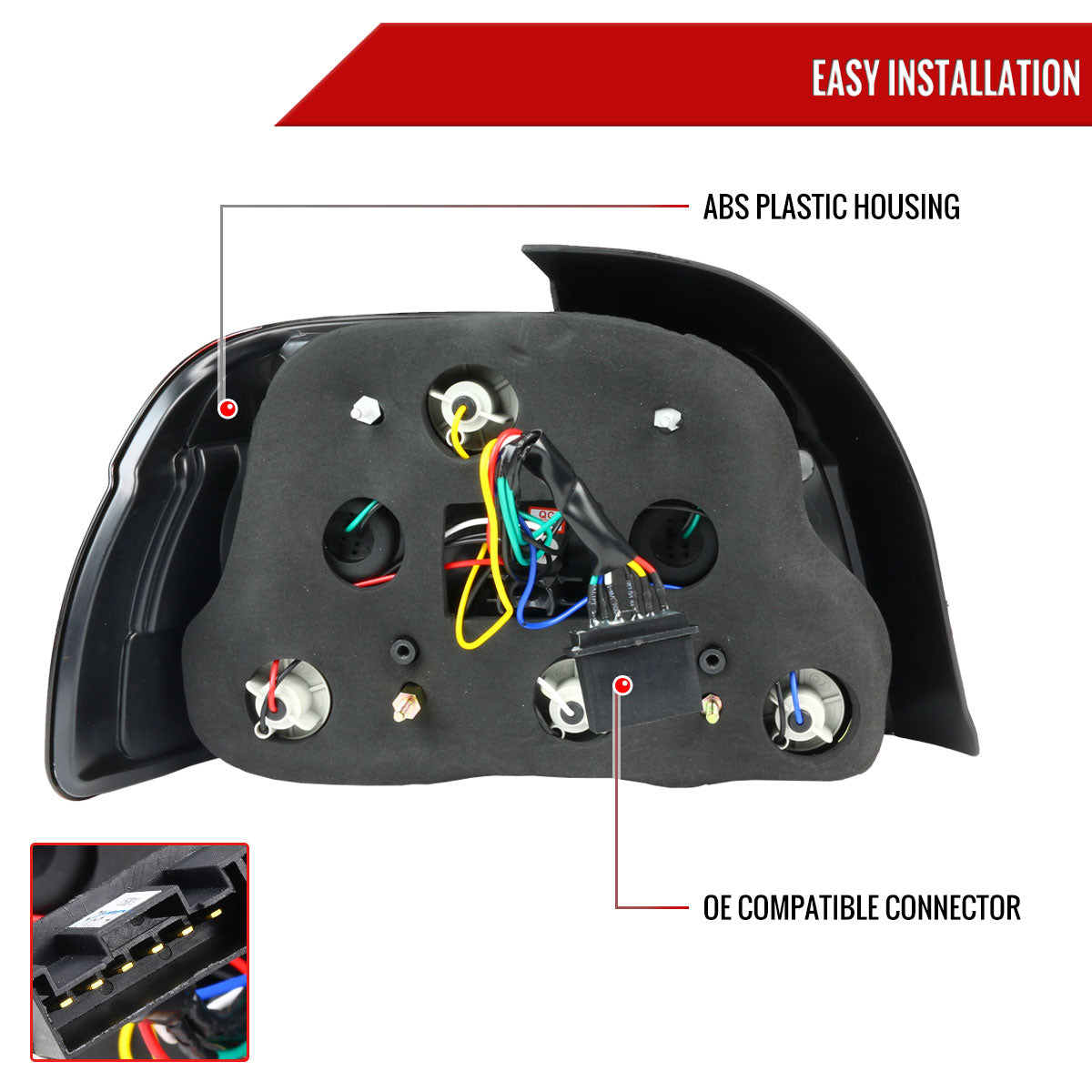 2001-2003 BMW E39 5 Series Sedan LED Tail Lights (Chrome Housing/Red Clear Lens)