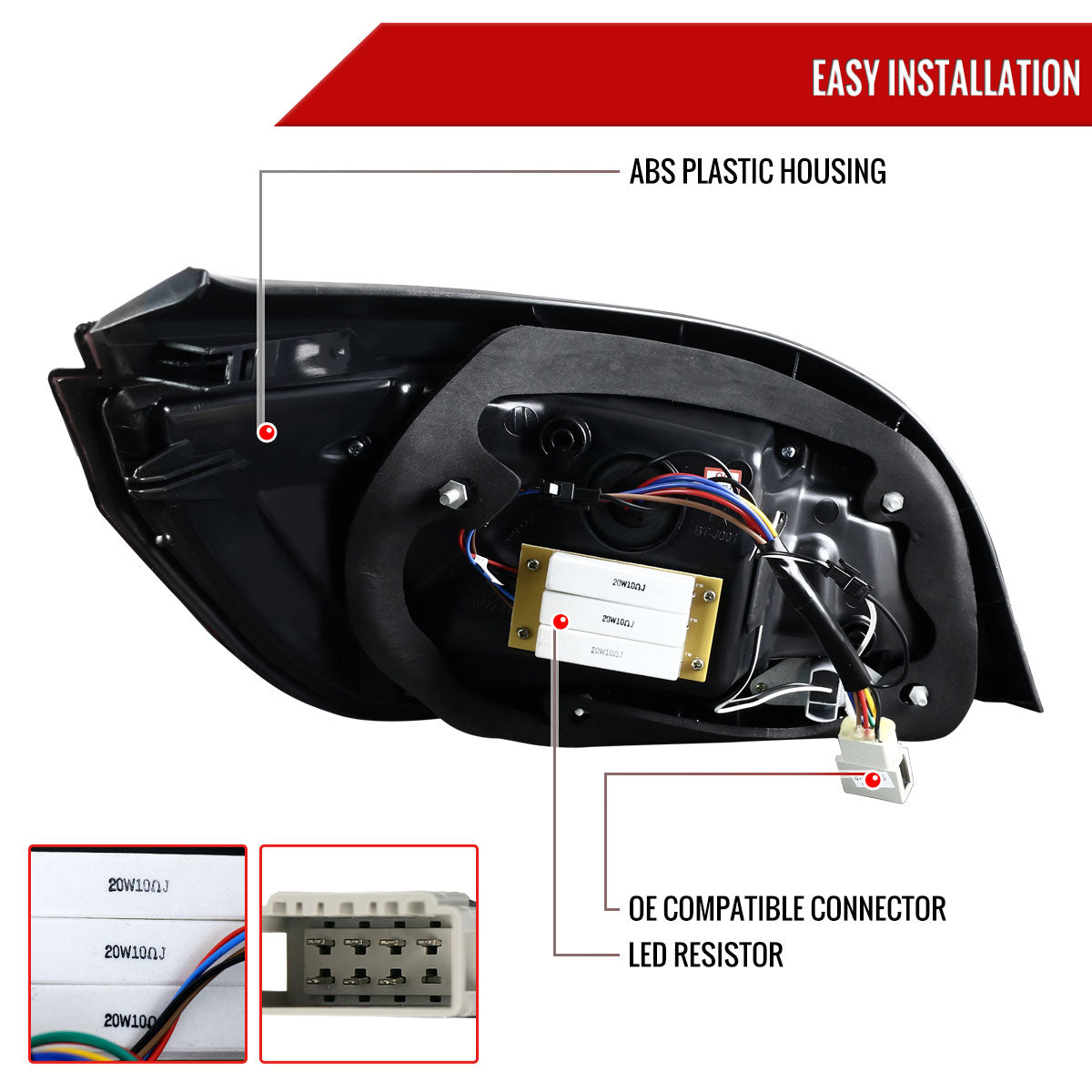 2008-2010 BMW E60 5 Series Sedan LED Tail Lights (Chrome Housing/Red Lens)